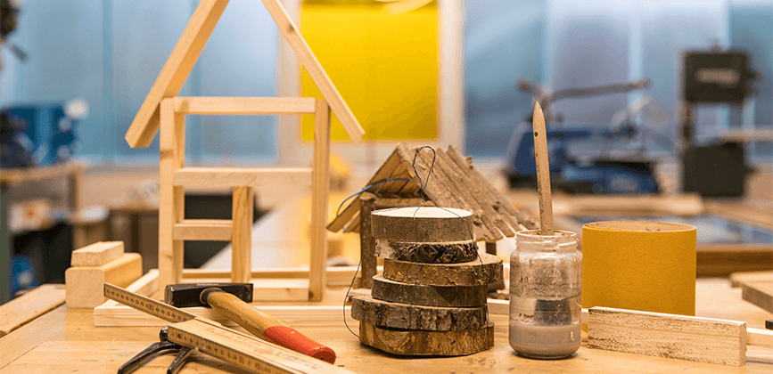 Holzwerkstücke in der Tagestaette Hannover