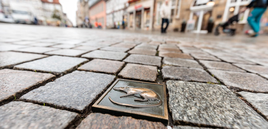 Drobs-Hameln Innenstadt Hameln mit Symbol der Hamelner Ratte