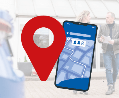Grafik für AbW mit Handy, Stadtplan und Standorticon