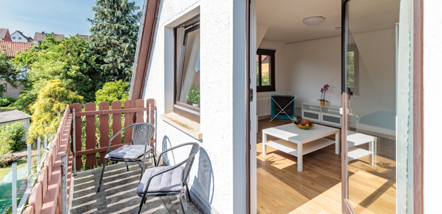 Terrase von einer Wohnung in der Außenstelle Schloß Delligsen