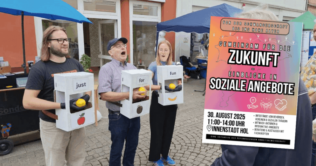 Das Team der Sucht- und Jugendberatung Holzminden als lebendiger Spielautomat