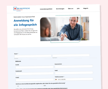 Screenshot vom Formular für Infogespräche